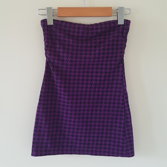 Purple and black houndstooth tube top - Picture 1 of 8